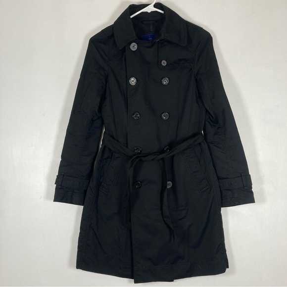 Martin + Osa Belted Double Breasted Trench Raincoat Black Size S Pockets